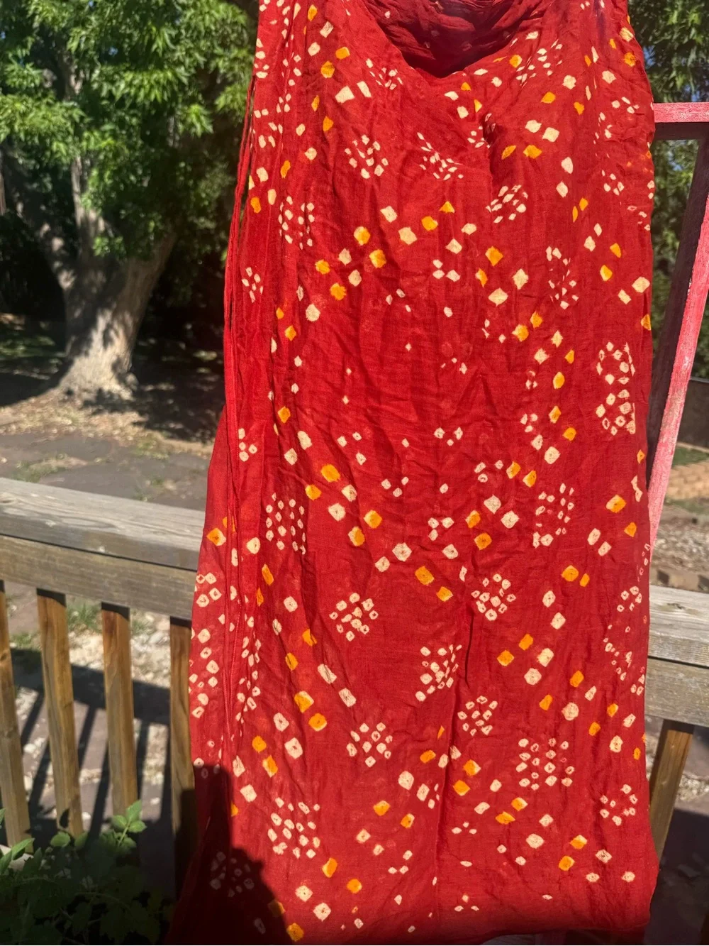 Indian Print Tie-Waist Swim Sarong/Skirt